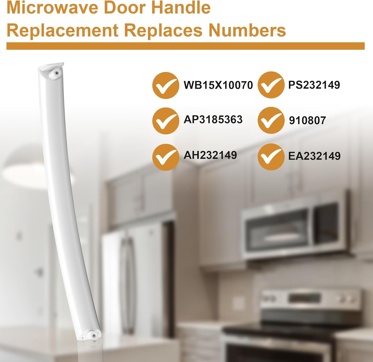 Wb15x10070 Microwave Door Handle - Fit for GE Microwave,Replaces Wb15x10070 Ah232149 Ea232149 Ps232149 Ap3185363-White