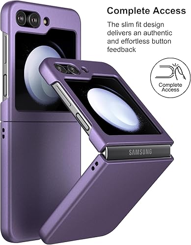 Miniatura 7 de Eastcoo Funda delgada para Galaxy Z Flip 5, película de pantalla frontal dura transparente incorporada + parte trasera de policarbonato duro