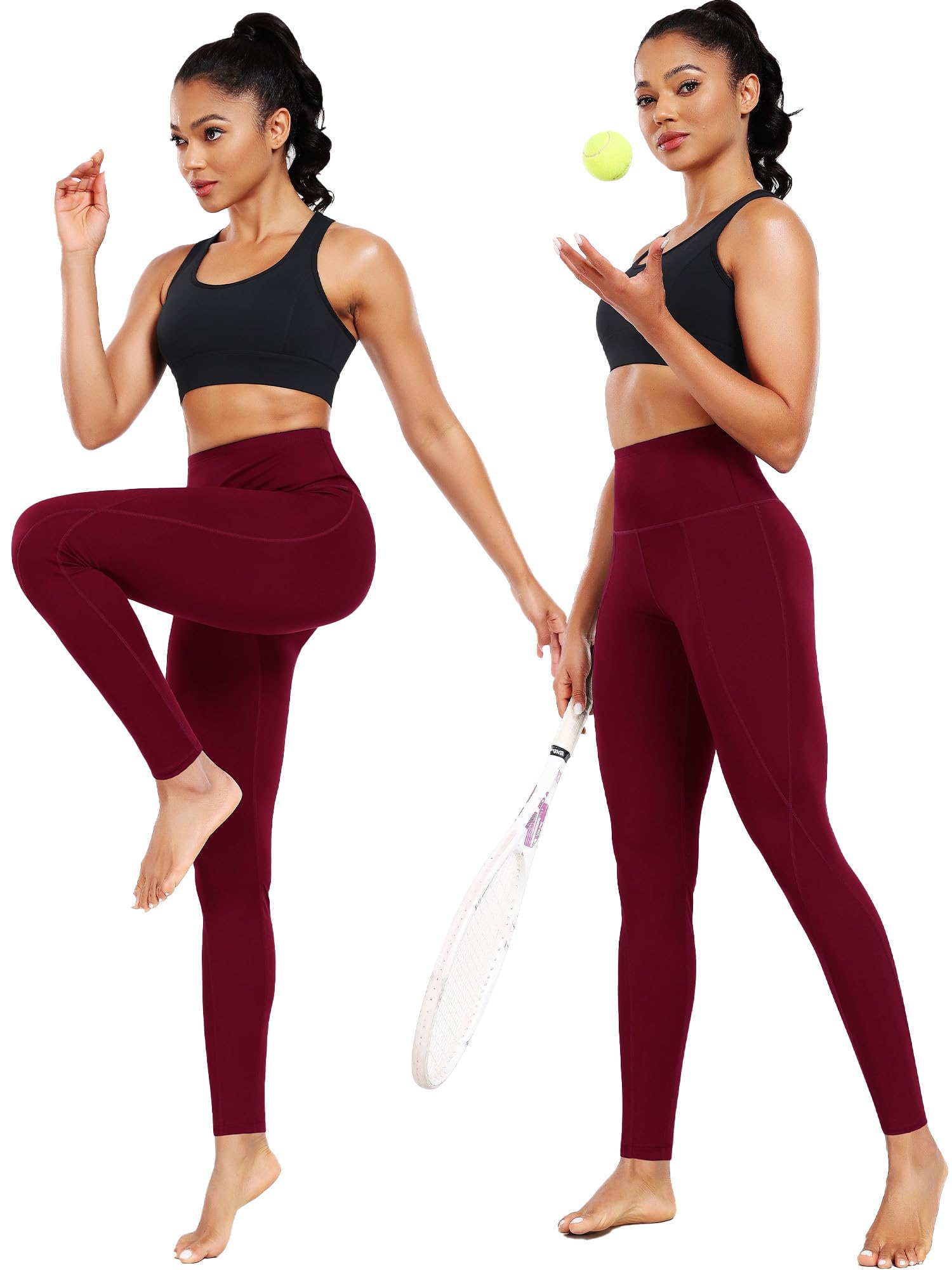 Neleus Tummy Yogahose für Damen, hohe Taille, mit Tasche