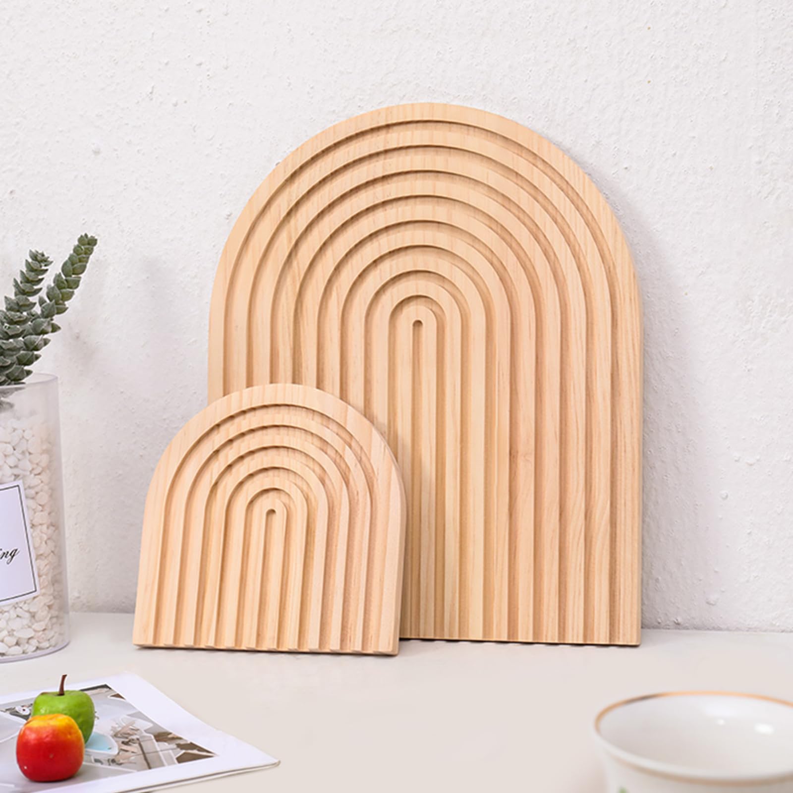 Juego de 2 Boho Tablero de Madera decoración Arco Iris, Madera Decorativa de Pino para la Pared Estante Estante de la Foto, decoración de la Mesa, decoración tocador, decoración de la habitación