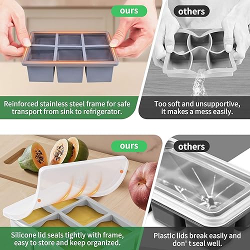 Miniatura 10 de Bandeja grande para cubitos de hielo para whisky FDDBI Big Square Ice Cube Maker para cóctel, paquete de 2 bandejas de silicona para cubitos de