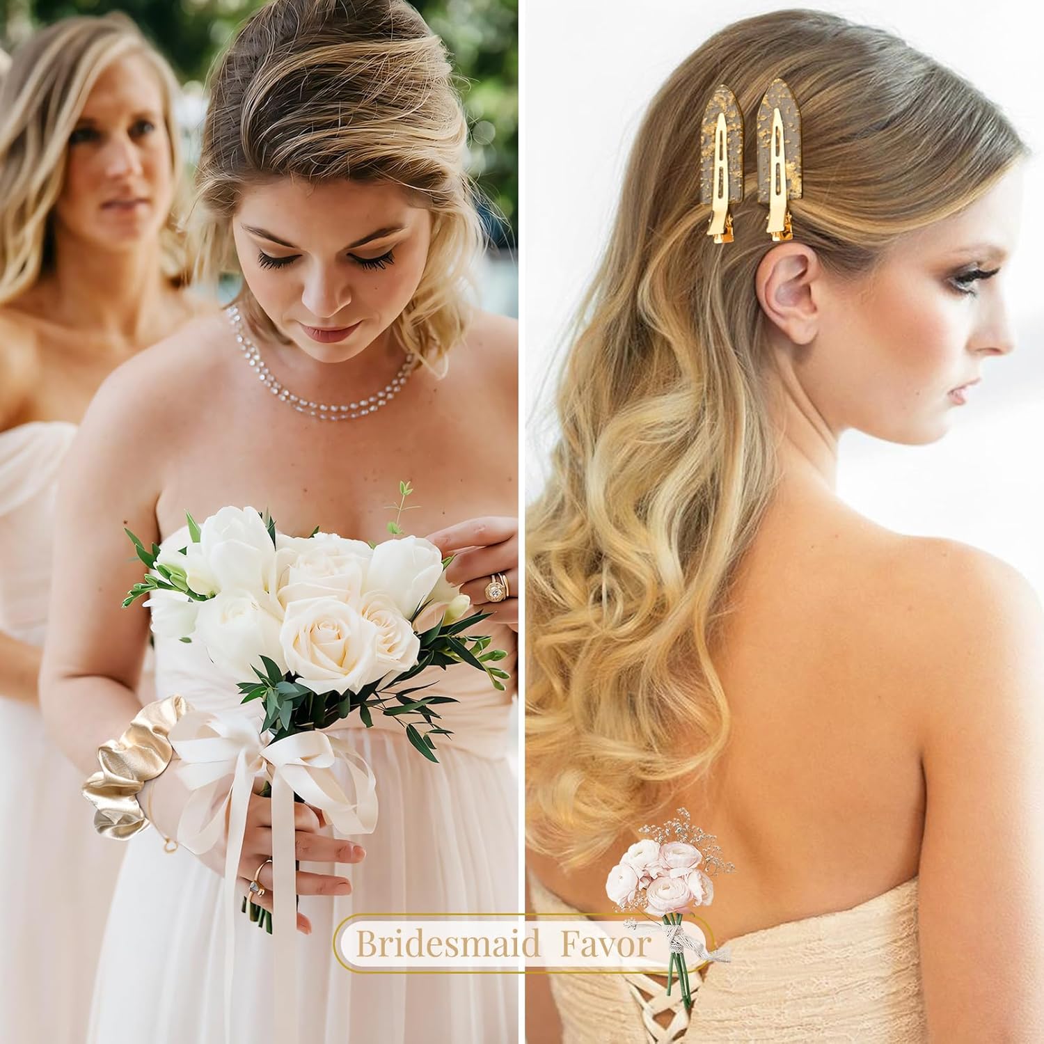 12 PCS Soft Silk Satin Hair Accessories - Scrunchies, Hair Clips for Bridal Shower Gifts, Wedding Favors for Women and Girls - Image 3