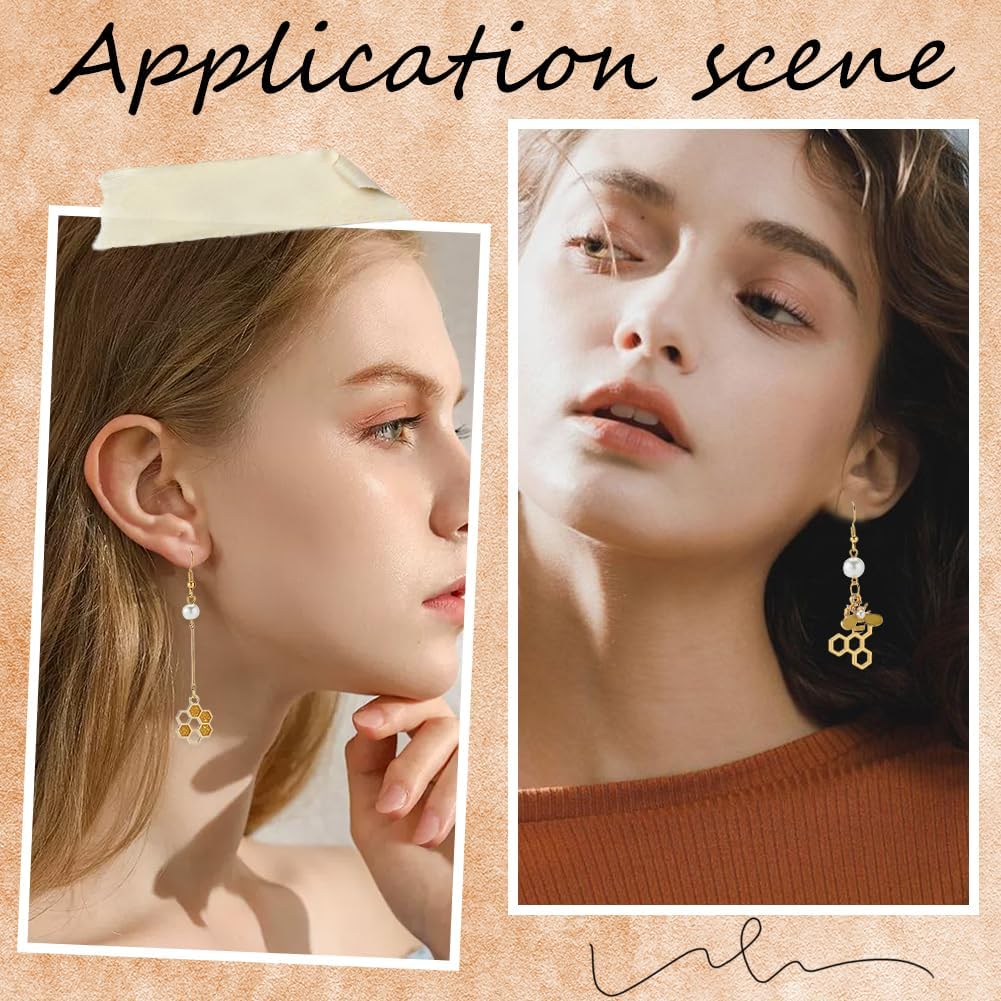 SUNNYCLUE 1 Box 60Pcs 5 Styles Bee Charms Honeycomb Charms Bulk Honeycomb Enamel Charm Mini Honeycomb Charm Hollow Sweet Honey Charms for Jewelry Making Charms DIY Earrings Bracelet Necklace Supplies - Image 5