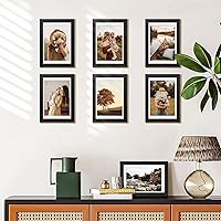 Vista 3 de HappyHapi 4x6 Picture Frame Set of 5, Black Frames Display Photo 3.5x5 with Mat or 4x6 without, Gallery Wall Frame Set, Wall or Tabletop Display