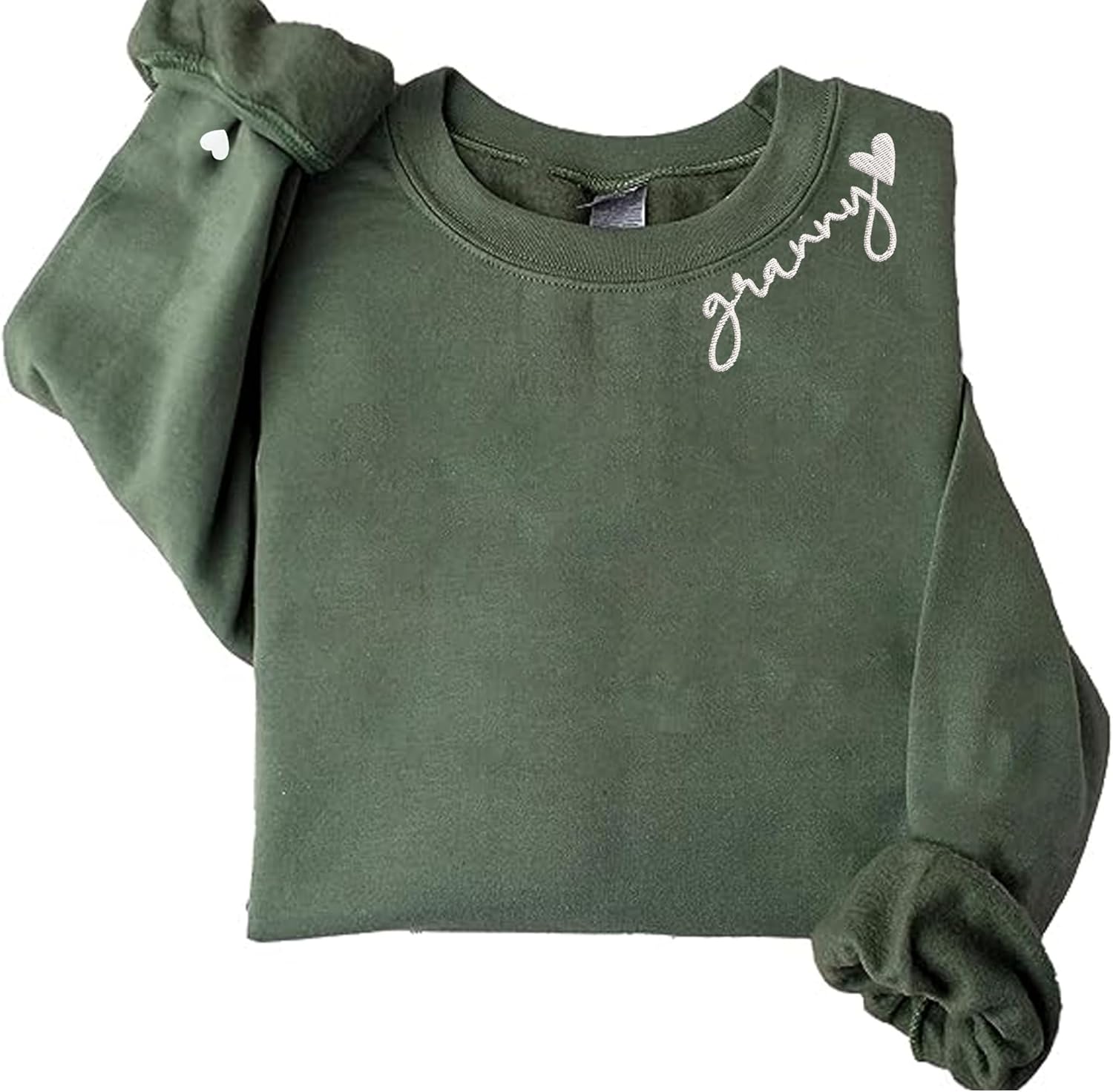 GodLover Personalized Embroidery Grandma-Nana-Mimi-Gigi-Granny With Heart Sweatshirts,Grandma Gift Mothers Day