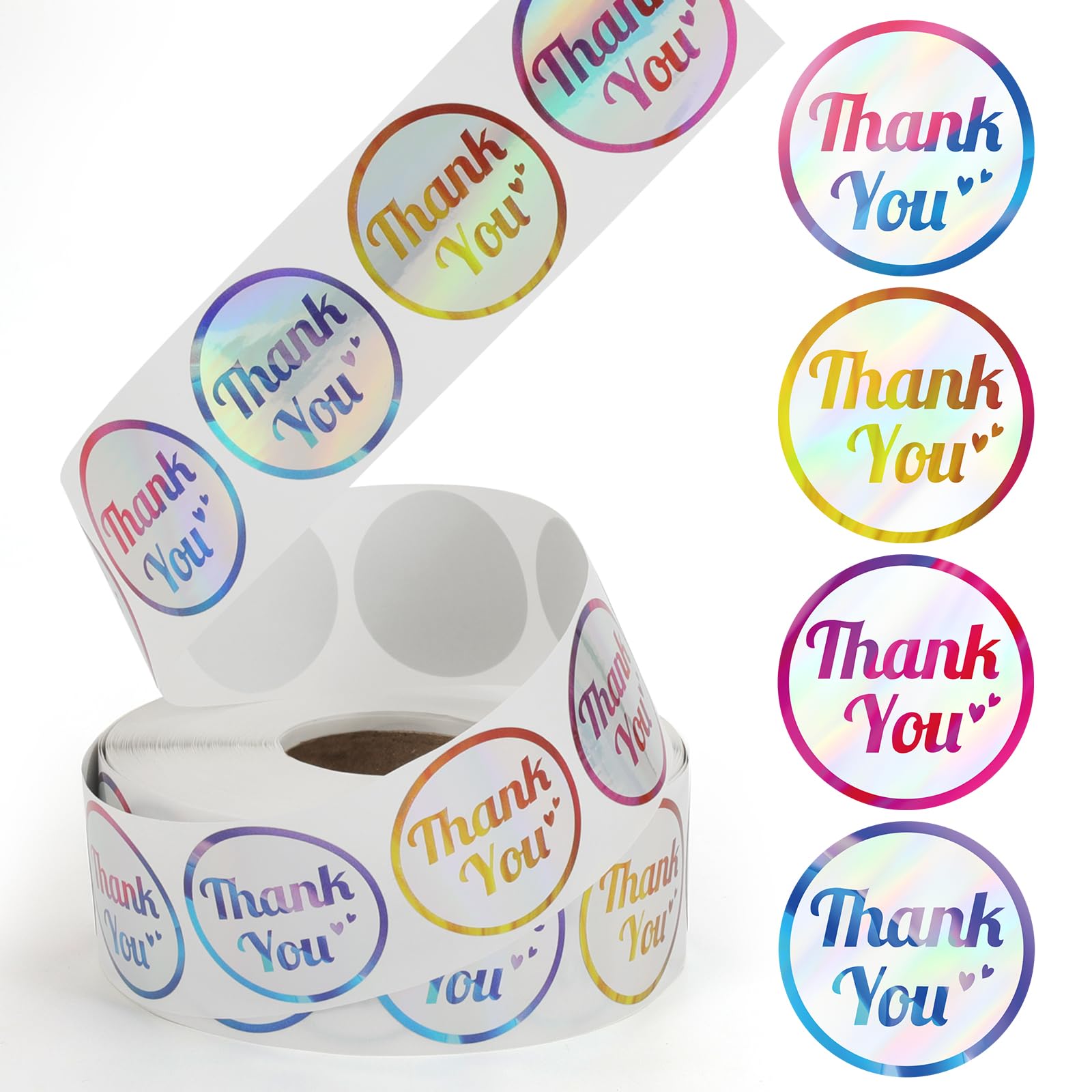 Sontanbao 1500pcs 1.5 inch Holographic Thank You Stickers Small Business, Self-Adhesive & Waterproof for Packaging, Thank You for Supporting My Small