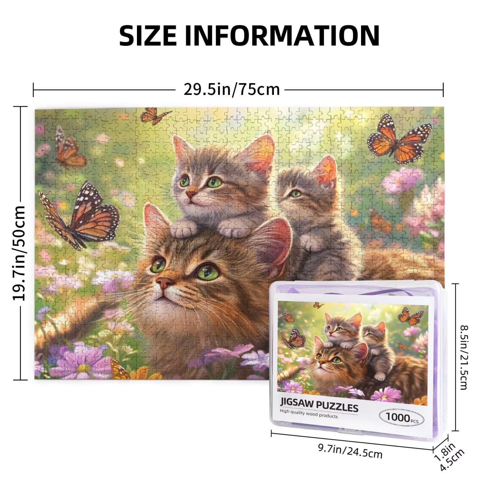 Puzzle dla kota 4000 sztuk motyl puzzle dla dorosłych początkujący z pudełkiem prezentowym, interaktywne puzzle rodzinne wymagające wyzwania, stres Relief Home Wall Room Decor Art prezent dla mężczyzn