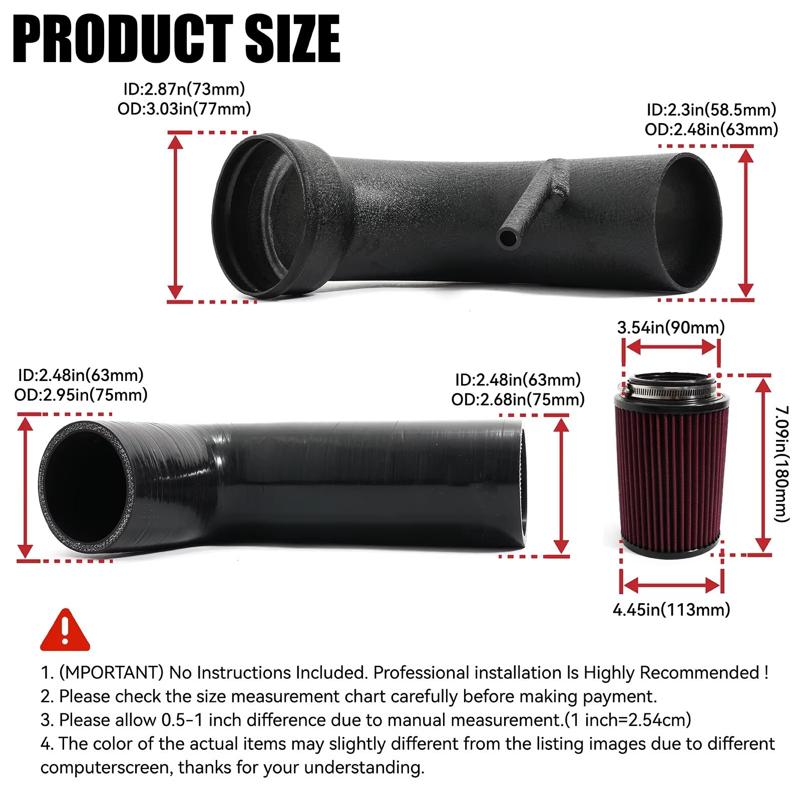 Aire Frío Turbo Filtro Compatible Con Para A3 1.4T Para Q2 1.4T Para Q3 1.4T 1.4T TSI/TFSI EA211 Kit De Tubo De Inducción De Entrada De Aire De Aluminio Con Filtro De Barrera Térmica | Red