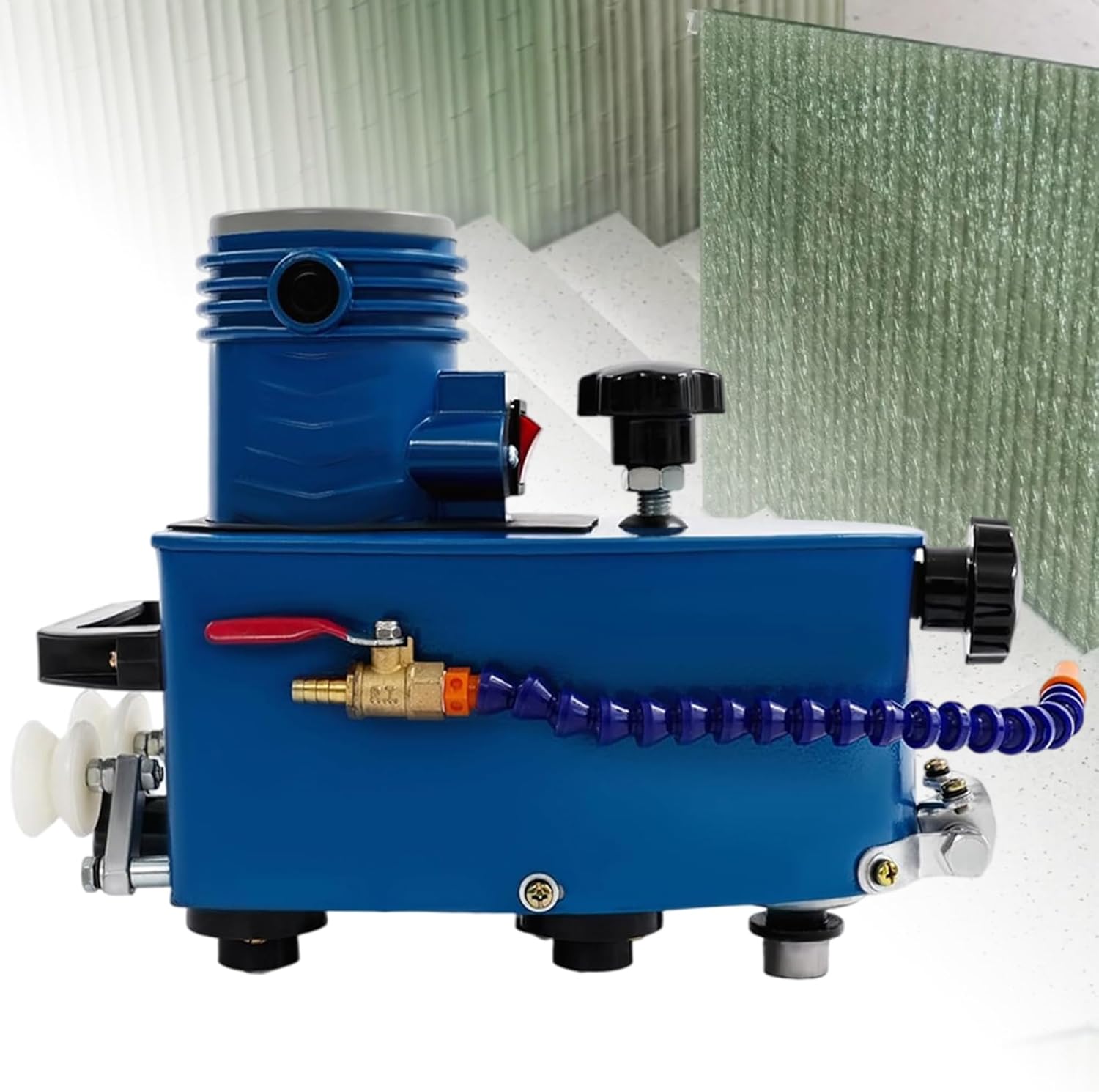 800W glass edge polisher machine, with 10 grinding wheels, glass edge grinding machine, 8000 rpm, Straight edge grinding, rounded corners polishing, for acrylic,marble,ceramic(Blue-Machine)