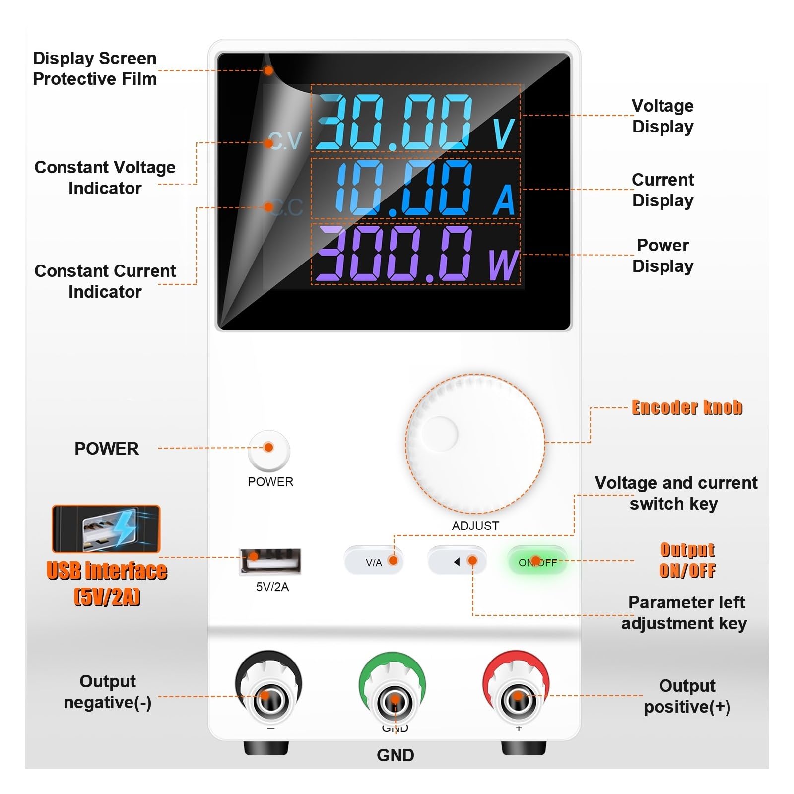 Zasilacz prądu stałego z regulacją, laboratoryjny zasilacz prądu stałego z regulatorem 30 V 10 A 60 V 5 A 120 V 3 A regulowany, źródło prądu laboratoryjnego, stabilizator napięcia USB DIY do laborat