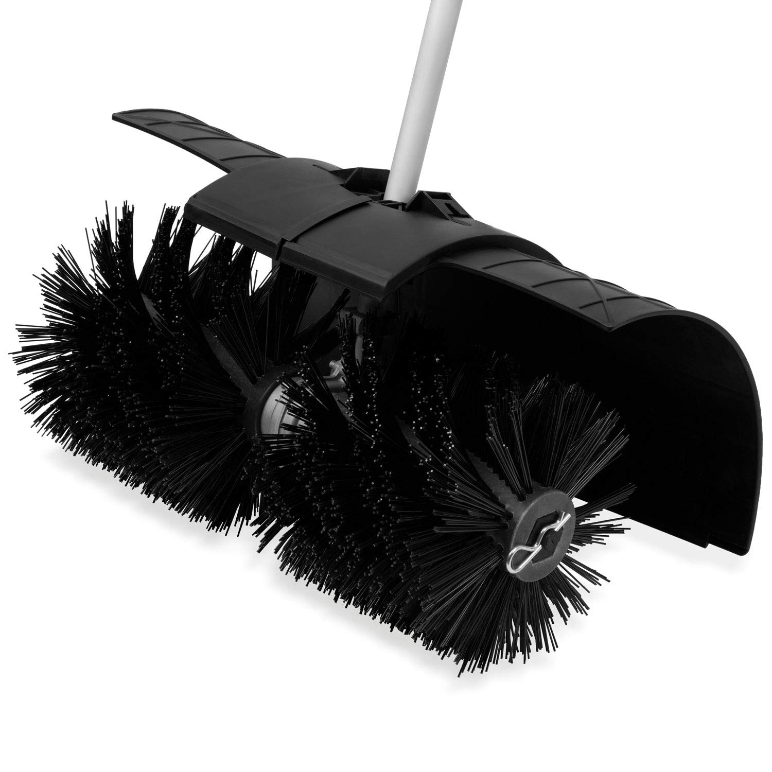 EBERTH Balayeuse Mécanique, Balayeuse Motorisée, moteur à essence 3CV, moteur 2 temps, 52ccm, 2x 30cm de rouleau de balayage, largeur de balayage 60cm, avec sangle de transport, capot de protection