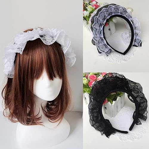 Miniatura 3 de Lolita - Diadema de encaje con volantes y encaje multicapa, diadema de encaje de malla, tocado dulce de criada, accesorios para el cabello