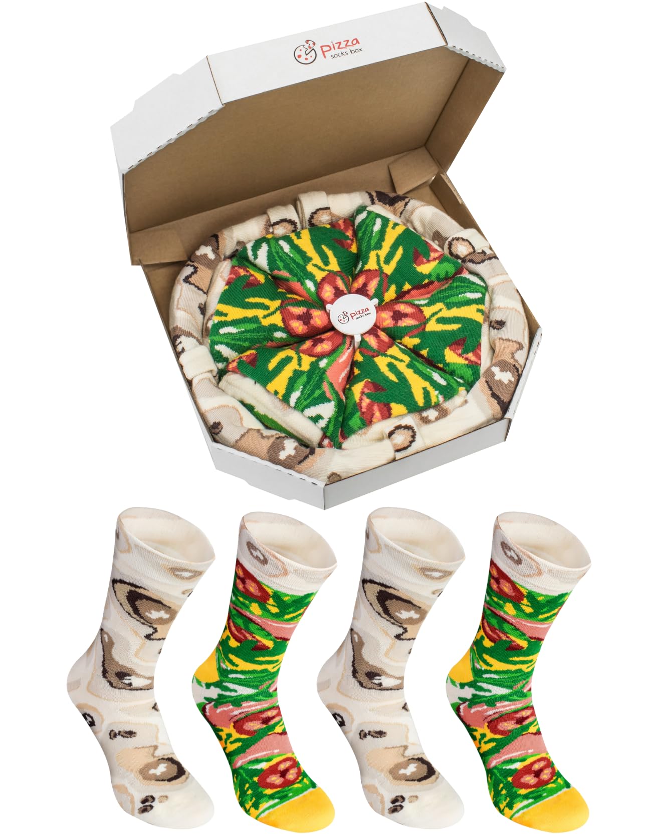 Rainbow Socks - Pizza Socks Box - Damen Herren Pizza Socken Box Italienische - 4 Paar