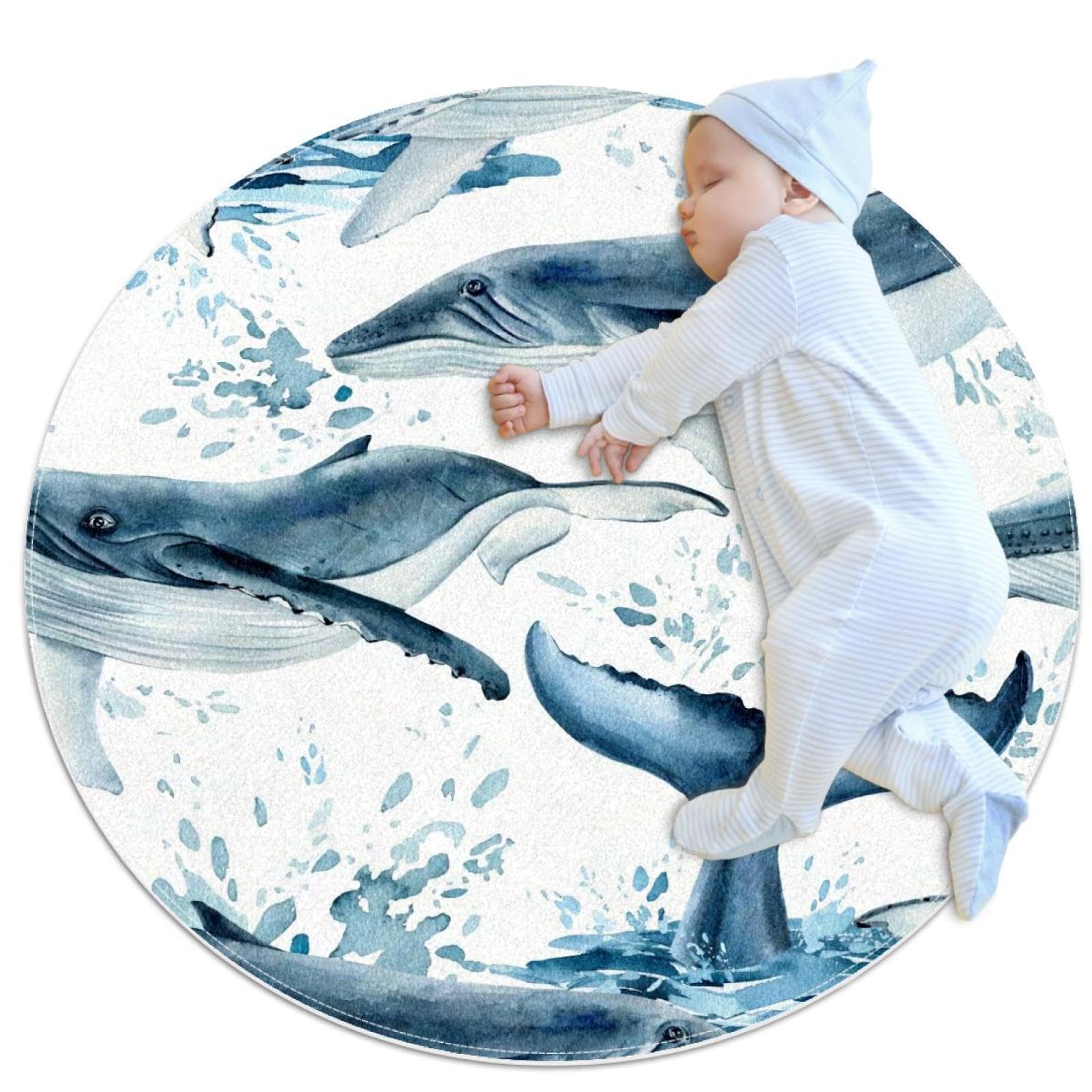 Tapis de douche rond baleine pour chambre d'enfant et salon