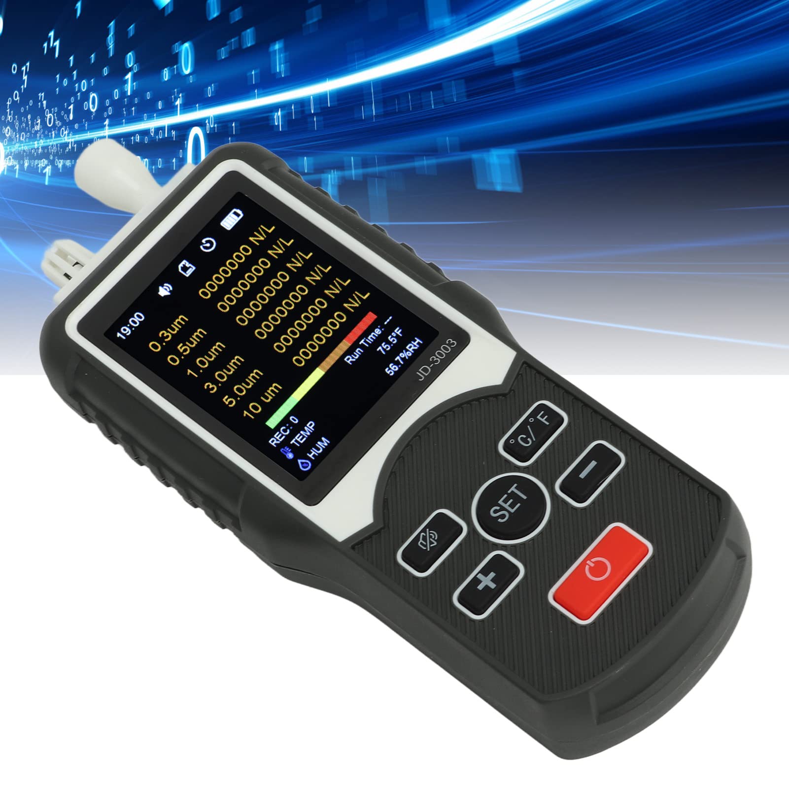 Cuifati Professioneller Luftqualitäts- und Verschmutzungsmonitor, Staubpartikelzähler, Tragbares Partikelmessgerät für den Innen- und Außenbereich, 6-Kanal-Tester für 0,3–10 μm, Datenlogger mit