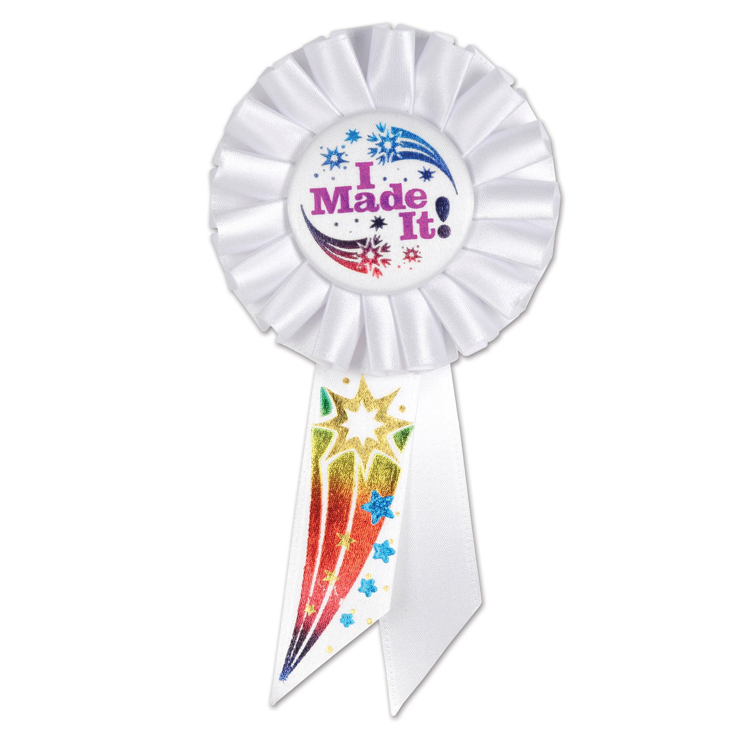 A Beistle Creation Bianco I Made It Rosetta in Tessuto-1 Pezzo, Multicolore