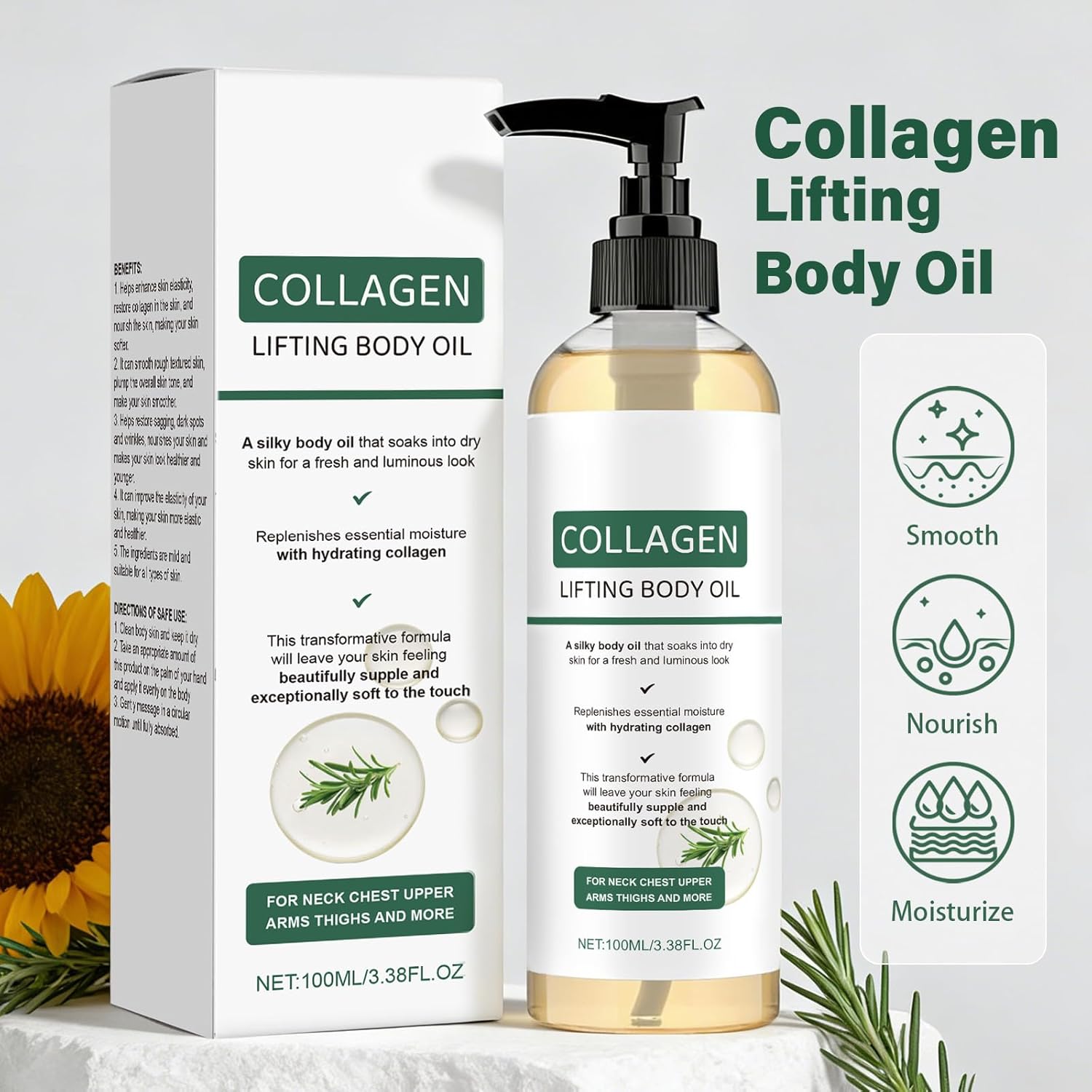 Collagen Oil, Advanced Hydrating Collagen Oil for Body -After Shower, Collagen Body Oil Firming for Women & Men (2pcs)