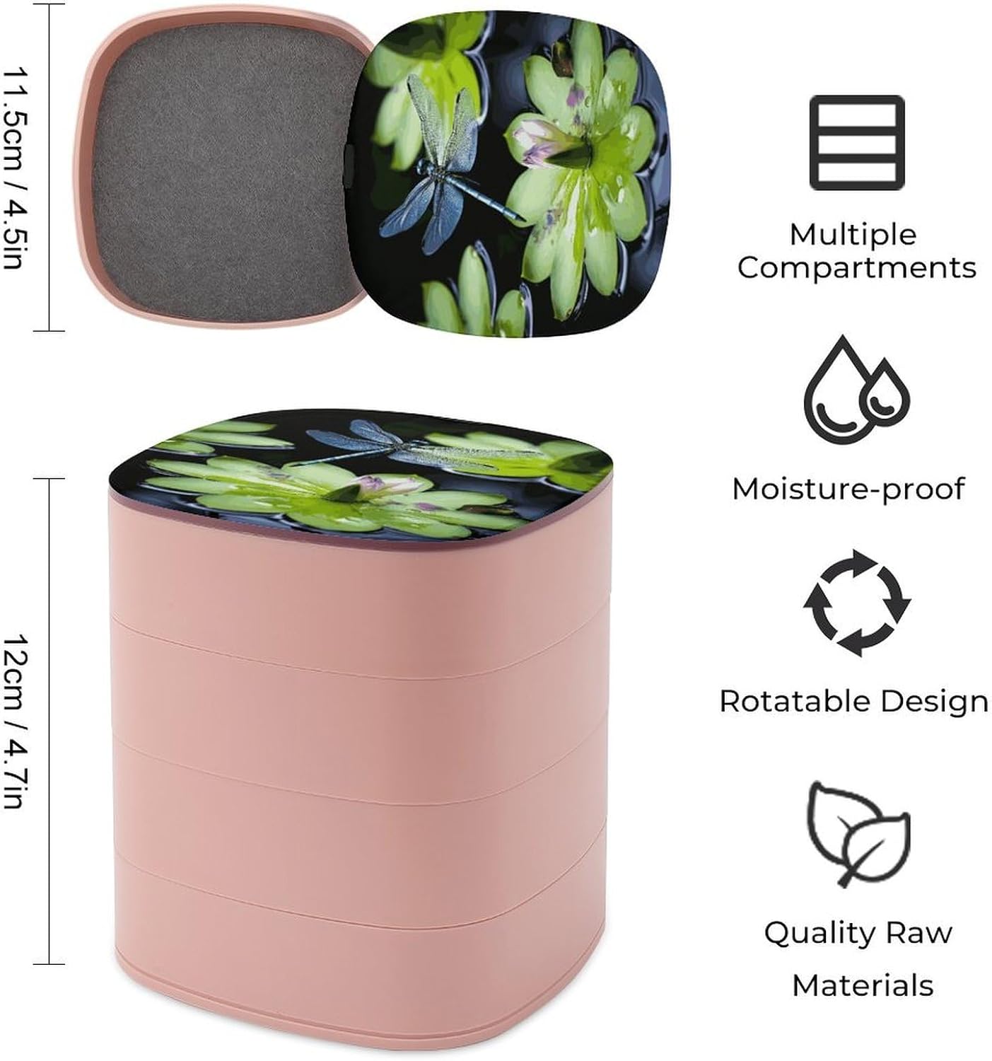 Dragonfly Flies Over 4-Layers 360°Rotating Jewelry Box image 2