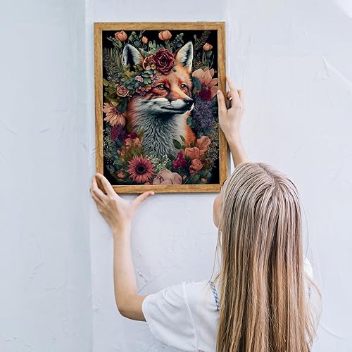 Miniatura 6 de MOGTAA Kits de pintura de diamantes de zorro para adultos, kits de arte de diamantes de flores para principiantes, kits de puntos de diamante 5D de