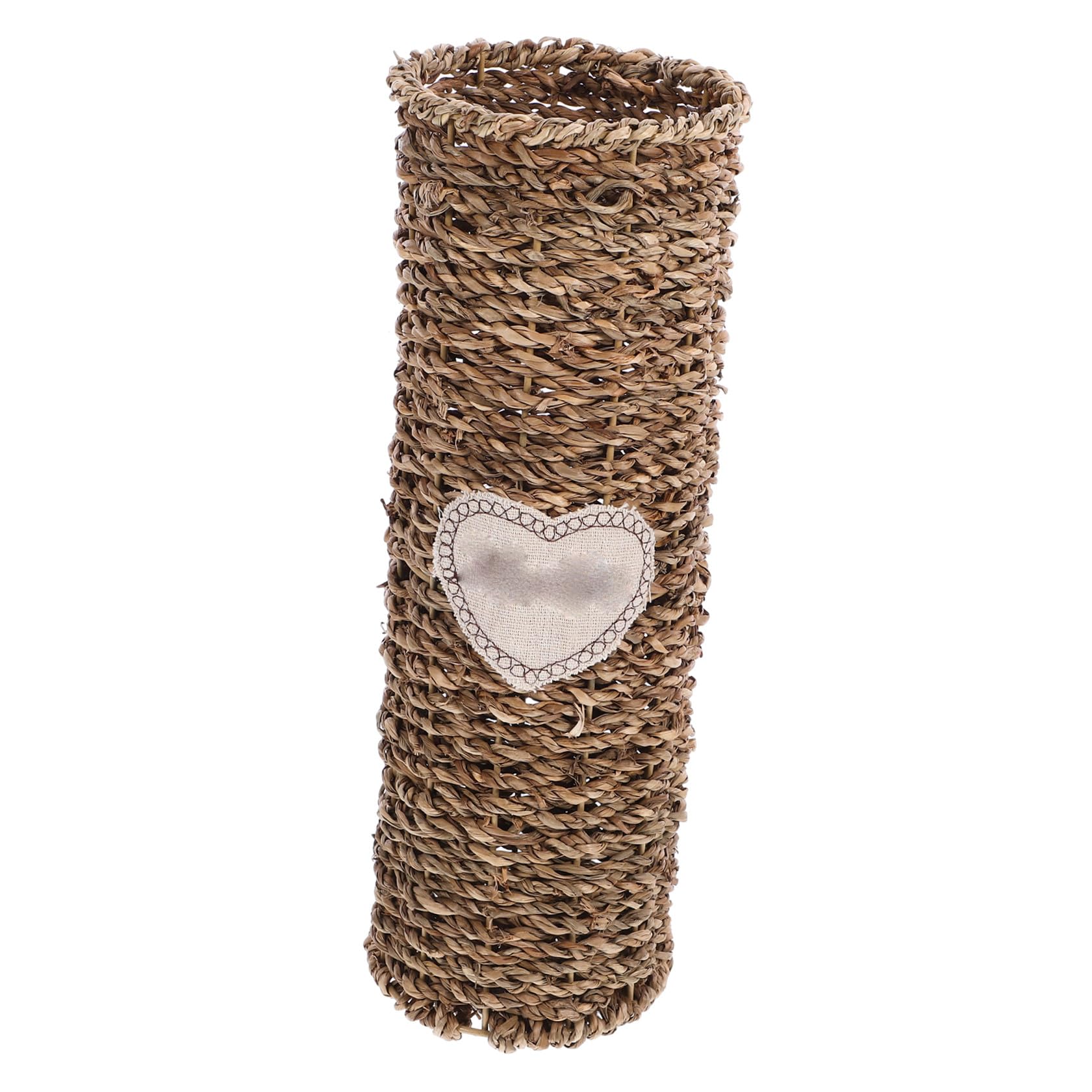 Soporte natural de flores secas en ratán trenzado premium