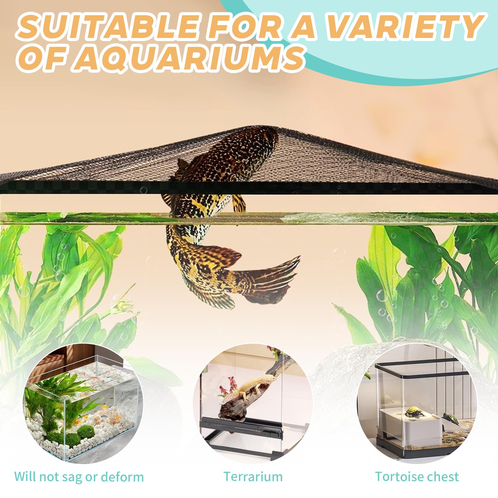 Aquarium-Sieb, Magnetisches Aquarium Anti Spring Netz, Fischisolationsbox Anti-Entweichungsnetz, Abdeckung für DASS Fische, Reptilien, Schildkröten Andere Tiere Entkommen, (80X40CM)