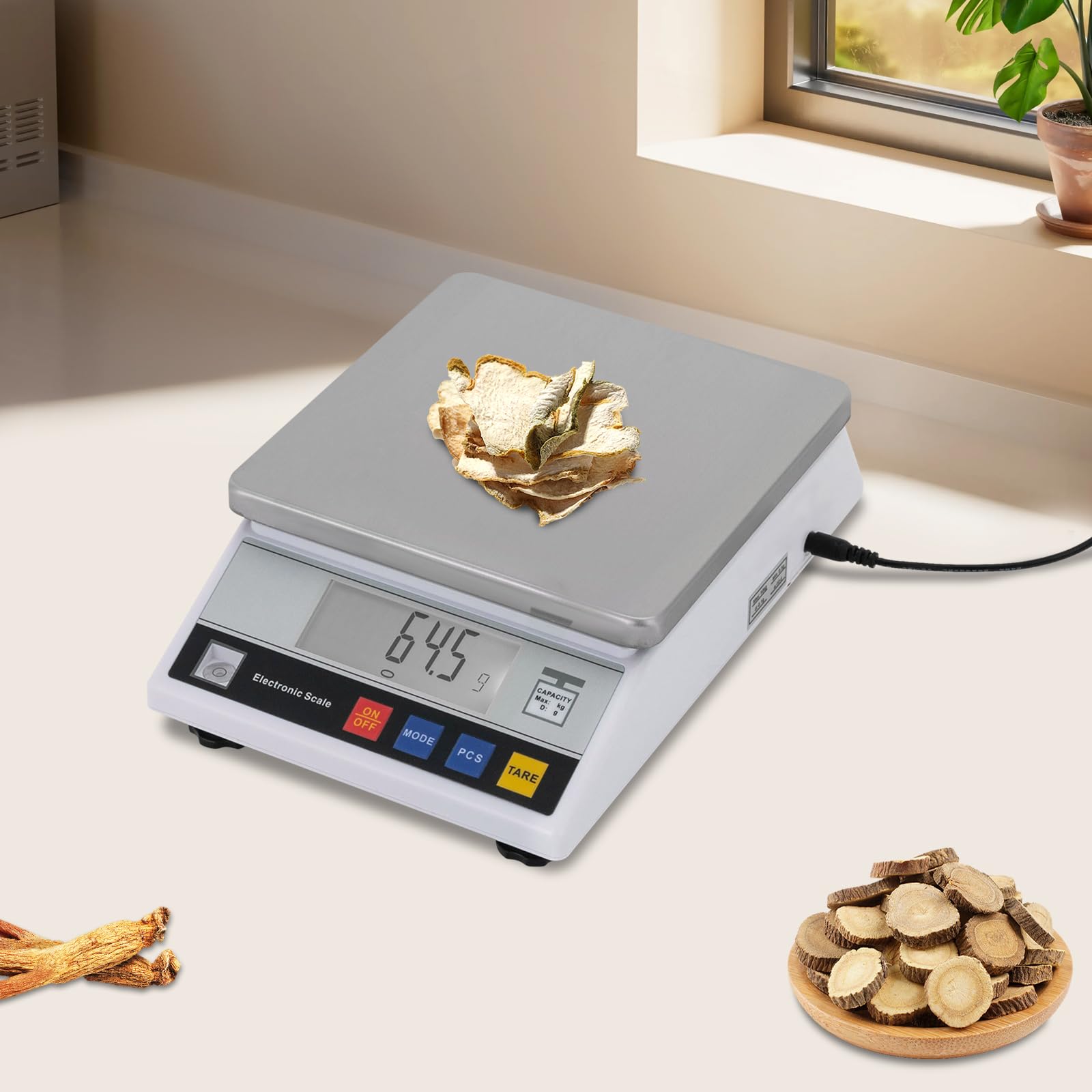 Báscula de mesa digital de 10 kg/0,5 g con función de conteo de piezas y pantalla LCD, báscula de inventario móvil con fuente de alimentación y batería, báscula industrial profesional para taller y