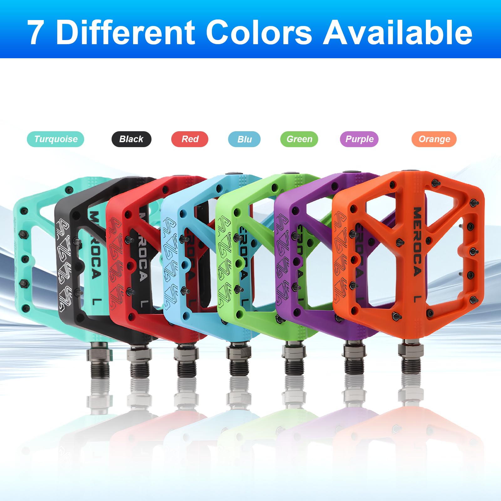 TINGSING Mountain Bike Pedals, Non-Slip MTB Nylon Fiber Bicycle Pedals, Lightweight and Wide Flat Platform Cycling Pedals - Image 4