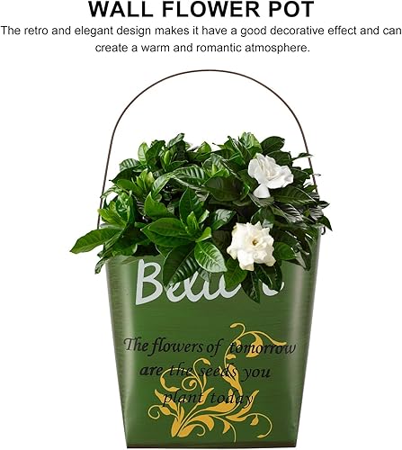 Miniatura 4 de Cubo de flores de hojalata colgante para flores, soporte para flores de pared, maceta colgante de hierro, contenedor de flores colgante, maceta