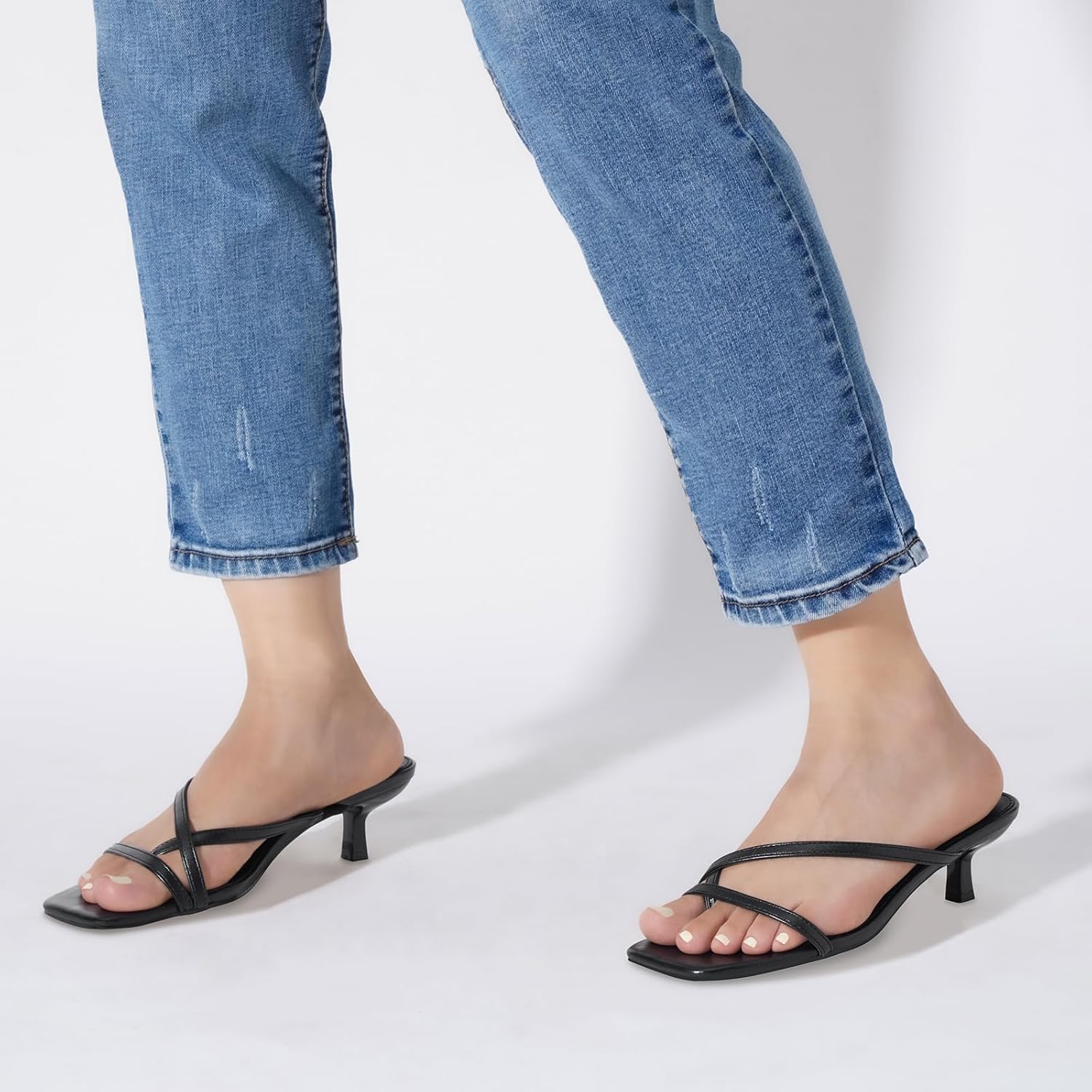 MaxMuxun Sandals for Women 2026 Kitten Heels Flip Flops Heeled Square Open Toe Low Heels for Dressy Casual Party Wedding - Image 2