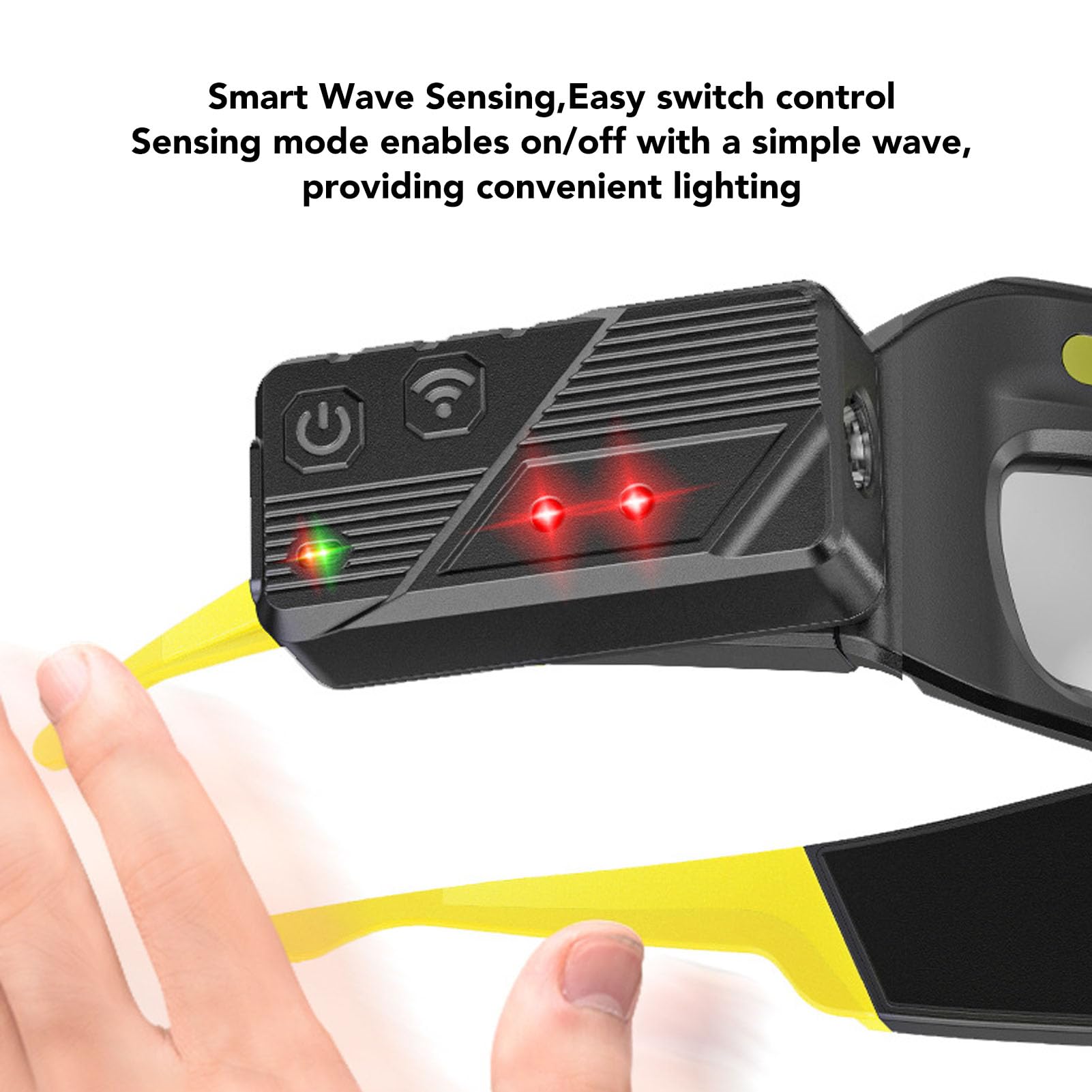 Linterna Frontal para Gafas, LED COB 1000LM, Resistente Al Agua, USB, Luz de Trabajo Portátil, Gafas Frontales con Sensor de Onda para Pesca Nocturna Al Aire, Ciclismo