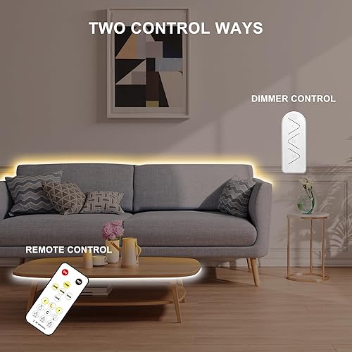 Miniatura 3 de Tira de luz LED COB blanca sintonizable de 32.8 pies con control remoto RF, CRI93+ regulable CCT 2700K-6500K COB cinta de luces, tira de luz LED