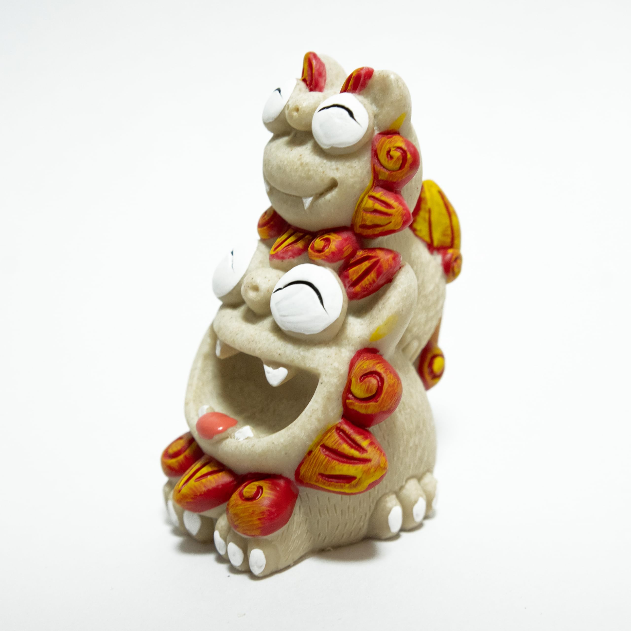 Amazon.co.jp: シーサー ペア 置物 玄関 沖縄 大笑い 親子 砂色 笑顔