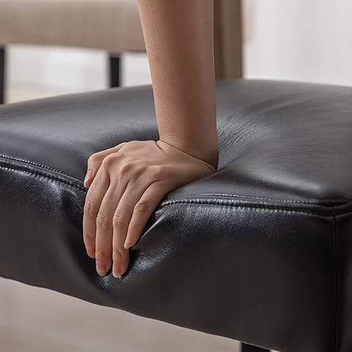 Miniatura 6 de VESCASA Sillas de comedor tapizadas de piel sintética con patas de madera negra, sillas de comedor acolchadas de poliuretano con respaldo abierto