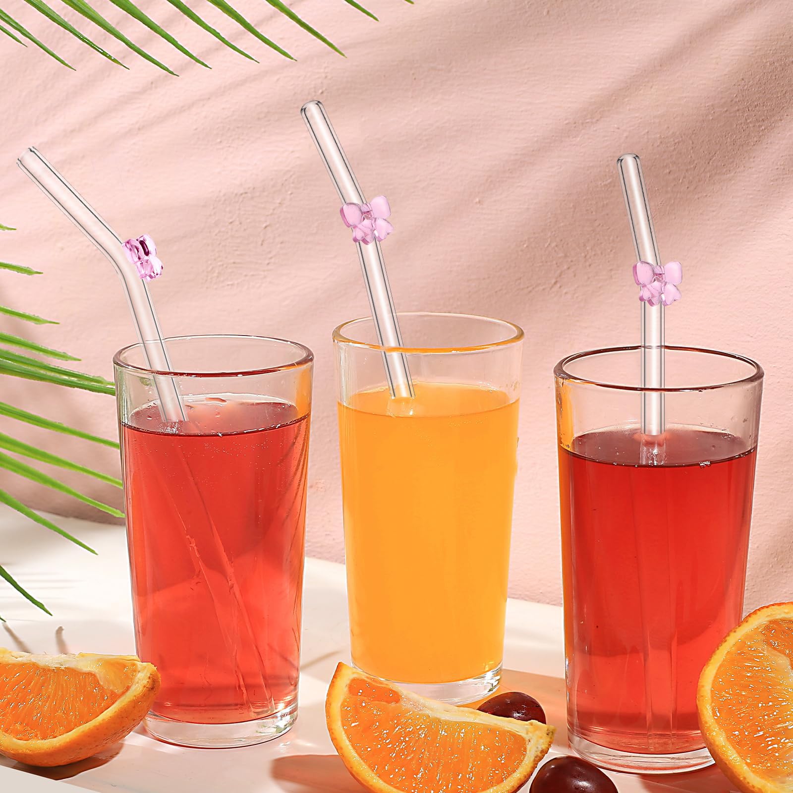 6 Rote Glasstrohhalme + Bürste – 20cm, Spülmaschinenfest & Nachhaltig