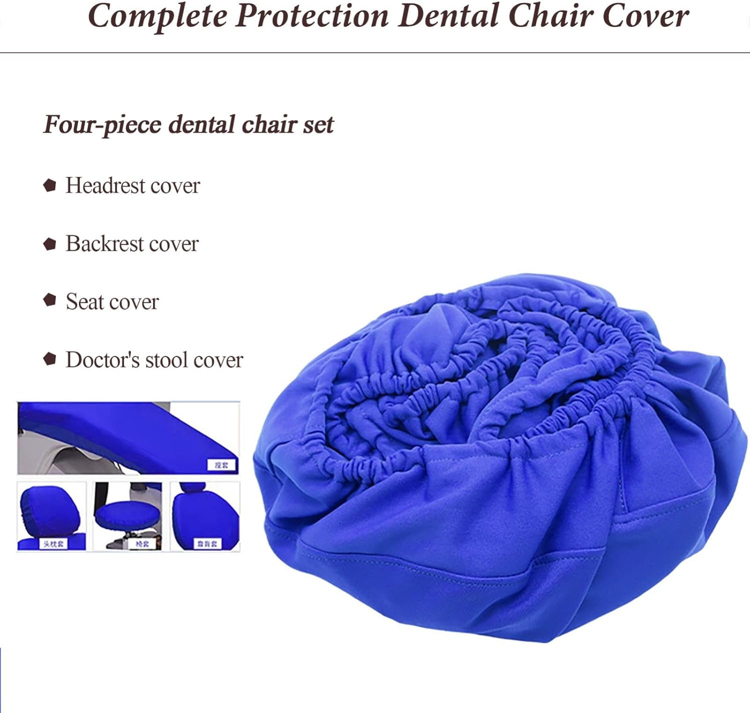 5Pcs Dental Chair Cover High Elastic Full Protective Milk Silk Washable Durable Dental Chair Protectors(Deep Blue 1)