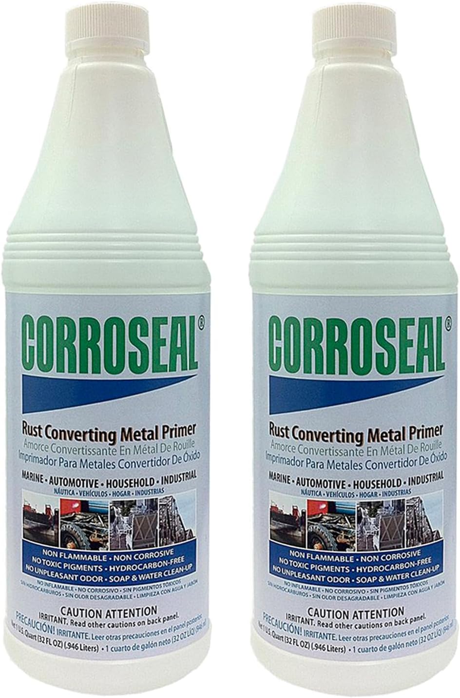Water-Based Rust Converter & Metal Primer, Rust Repair Converts and Preps Surface All-in-One, 1 Quart (2-Pack)
