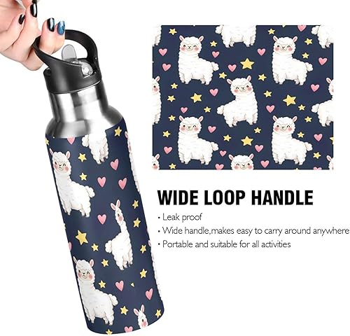 Miniatura 4 de Cute White Alpacas Insulated Water Bottle 20 Oz, BPA-Free Sports Water Bottle with Straw Leakproof Water Bottles