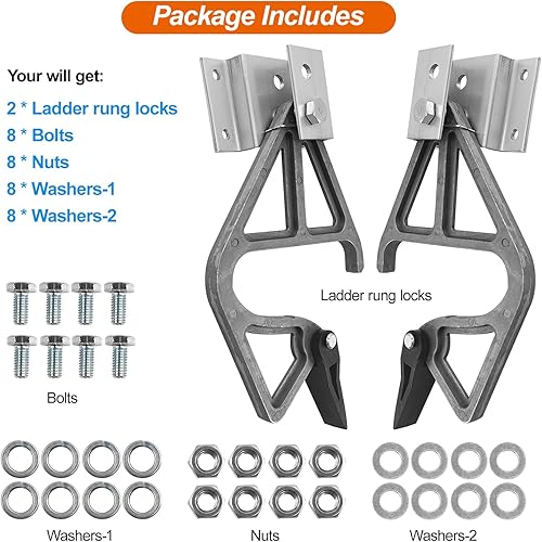 Miniatura 6 de 2 cerraduras de escalera de extensión para Werner 28-11, kit de bloqueo de escalera de aluminio, accesorios de escalera de extensión compatibles con