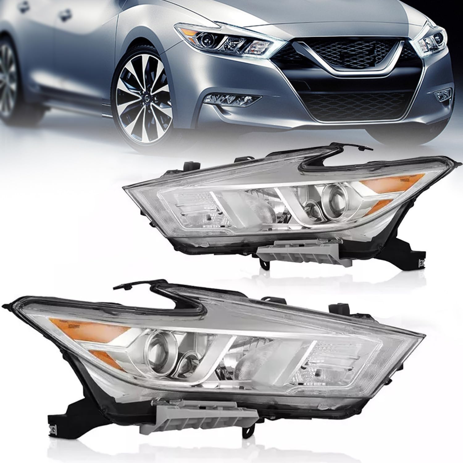 Halogen Headlight Assembly Compatible with 2016-2018 Nissan Maxima S/SL/SV – Projector Lens & LED DRL, Direct Plug & Play, Waterproof Left & Right (White) - Image 5