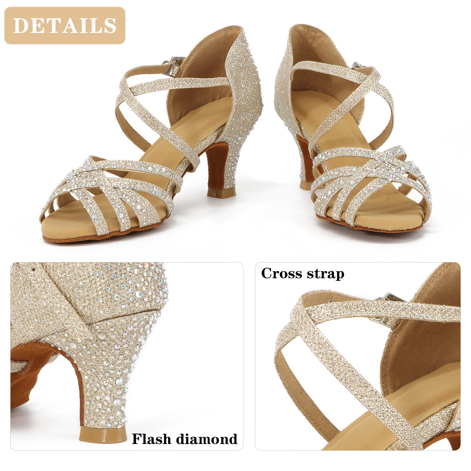 Scarpe da Ballo da Sala da Ballo con Strass da Donna Scarpe da Ballo Salsa Latina Pratica Scarpe da Ballo per Feste Traspiranti per Sala da Ballo