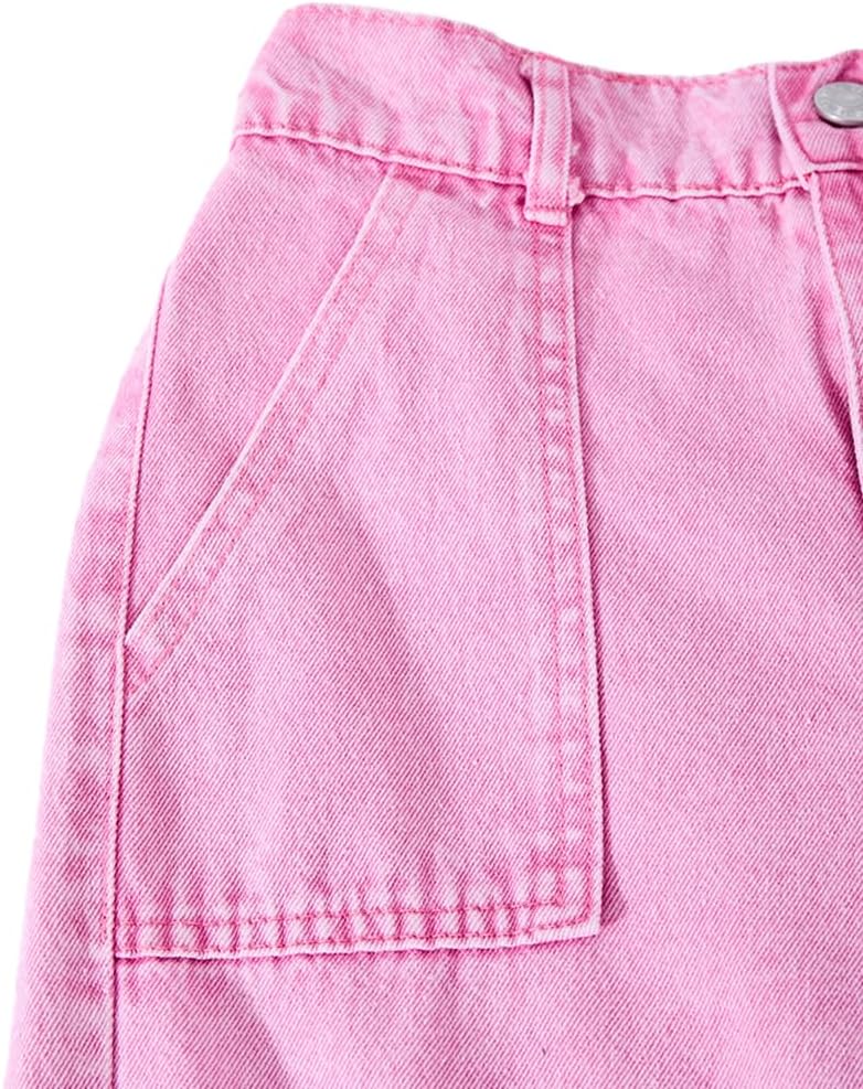 Nivne Tco Tween Girls Cargo Jeans Cool Streetwear Pink Washed Wide Leg Baggy Denim Pants with Zipper Fly - Image 3