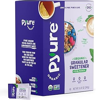 Pyure Organic Stevia Packets | Granulated Sugar Packets - White Sugar Substitute | Zero Carb, Zero Sugar, Zero Calorie Swe...