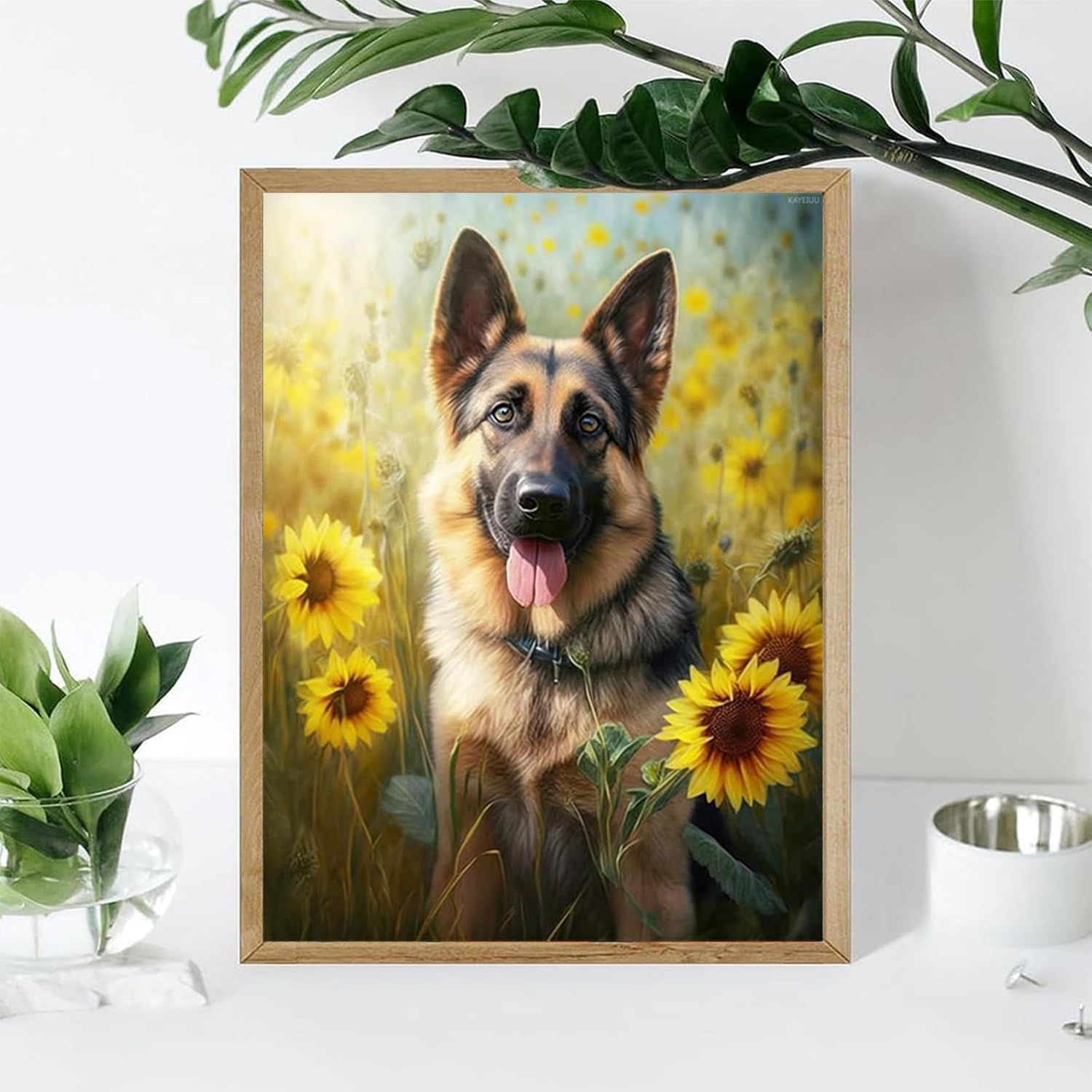 KAYEIUU German Shepherd Dog Diamond Painting, Cute Animals DIY Diamond Art Kit for Beginners Colorful Diamond Painting Art for Home Wall Decor 12x16 inch