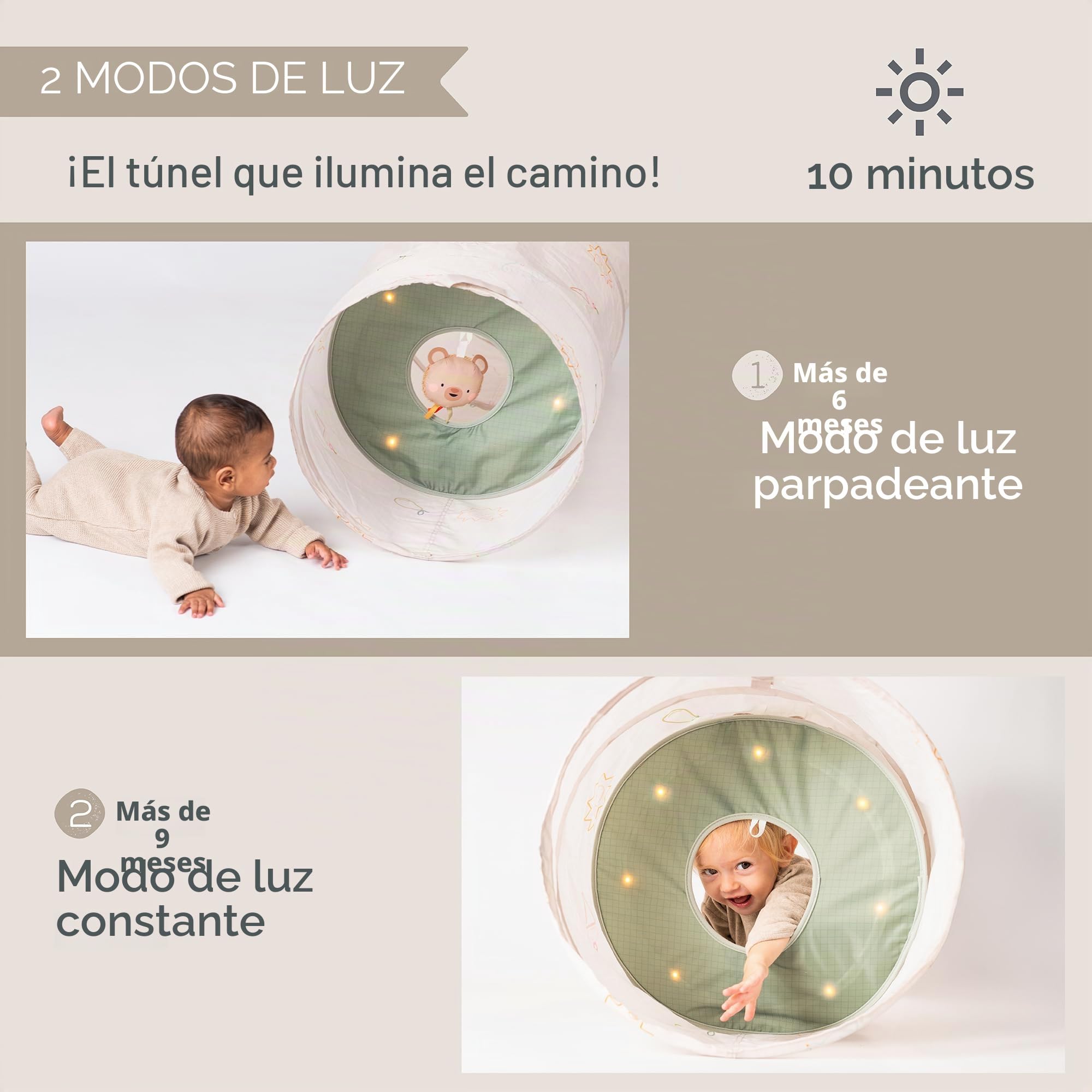 Taf Toys 13635 - Túnel de Juegos para bebés +6 Meses - Ideal para Explorar y desarrollar la coordinación - 45 x 120 cm