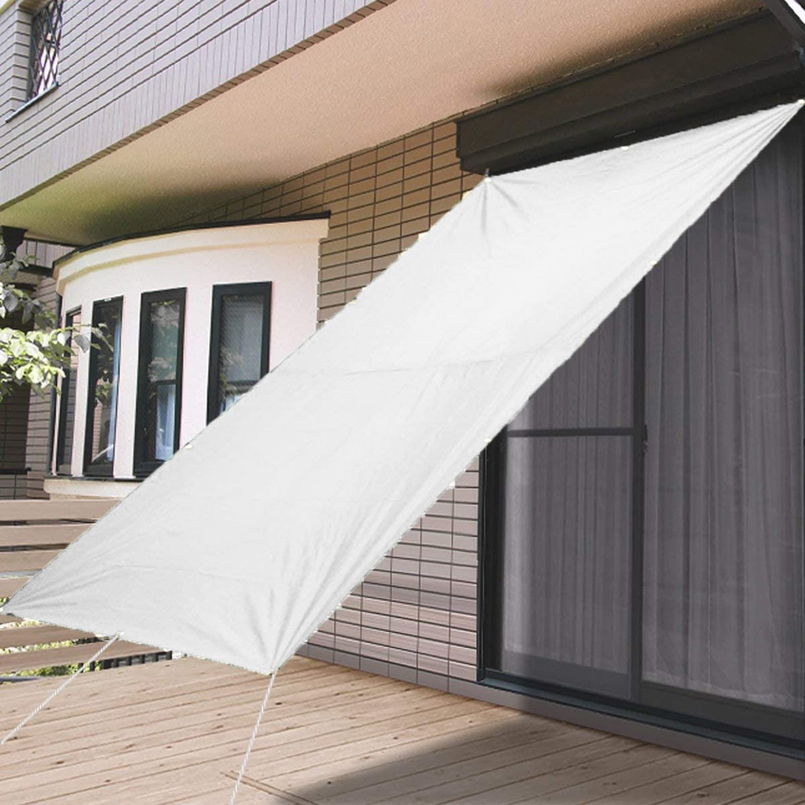 YOUNGC Awning sun protection including fastening ropes 1.4x3.2M with eyelets and cord water-repellent UV protection for outdoor terrace and garden, white