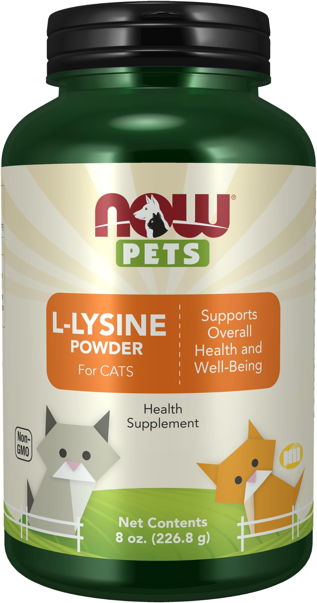 NOW Pet Health, L-Lysine Supplement, Powder, Formulated for Cats, NASC Certified, 8-Ounce