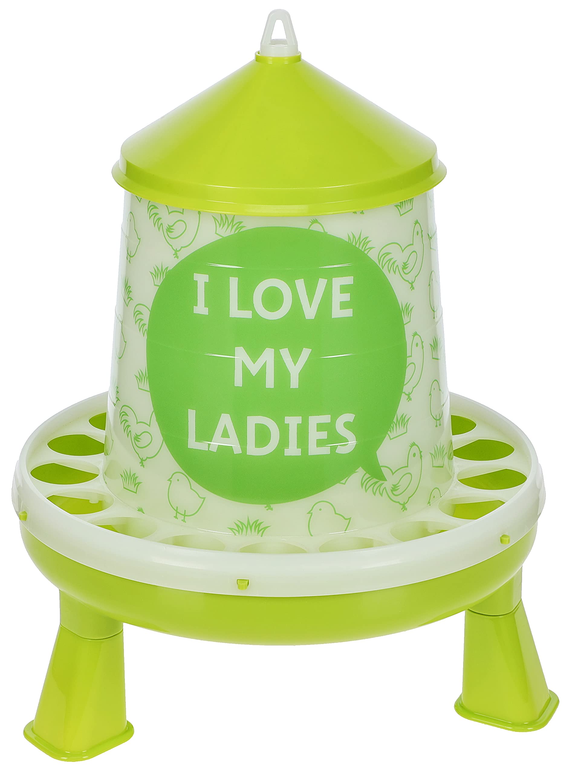 Kerbl Mangeoire Automatique avec Pieds pour volailles (Poussins, Poulets, Canards) - Qualité Alimentaire - Motif Love My Ladies (4 kg)
