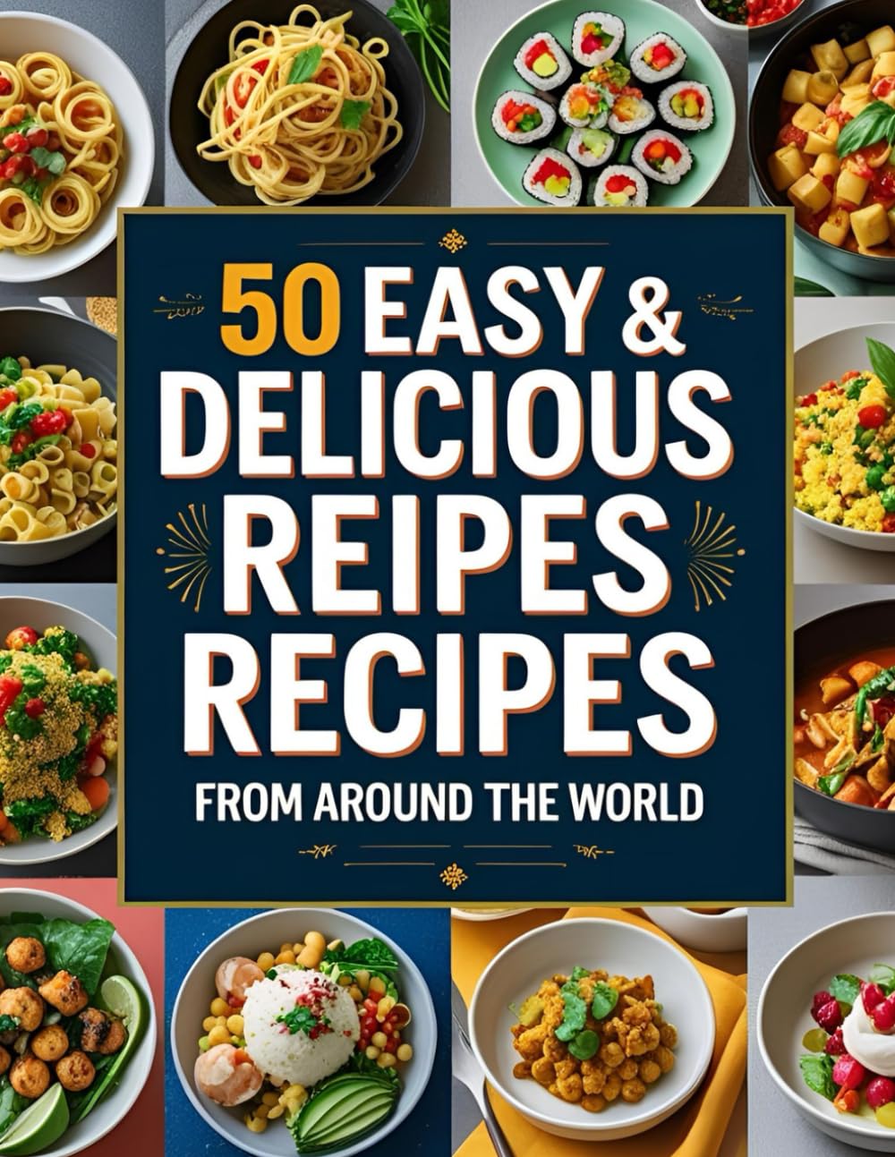 50 Easy & Delicious Recipes: Quick Breakfast, Lunch, Dinner, Appetizers, Salads, Desserts & Drinks for Home Cooking: Healthy, Family-Friendly & Quick ... and Food Lovers 8.5×11 inches 52 pages
