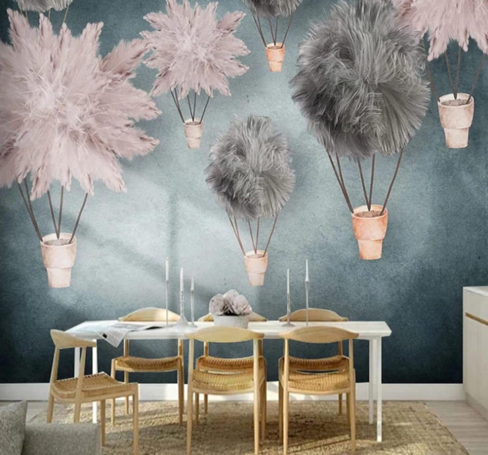 Cartoon Creative Three Dimensional Feathers Unique 3D Wallpaper Easy Install Feature Office Living Room Sofa Bedroom TV Background Wall Decoration-150cm×105cm