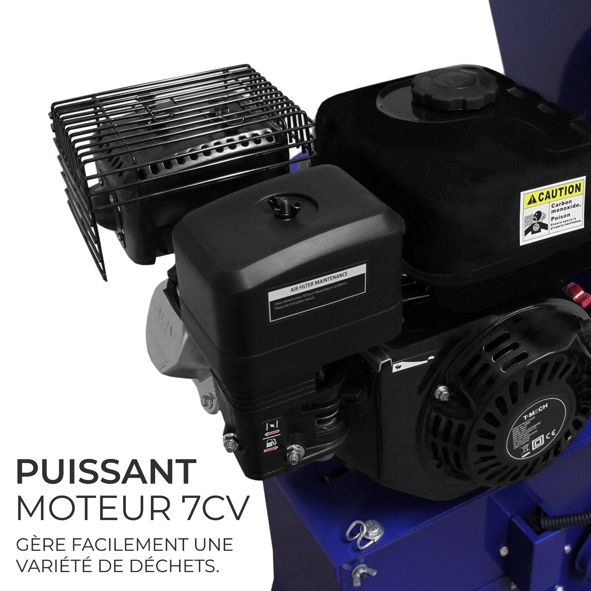 Déchiqueteuse de Bois 7CV - 94 x74x134cm - 3600 Tours/min - Moteur Essence à 4 Temps 3.6L - Max Diamètre 76mm - Broyeur Bois Feuilles Jardinage Horticulture Paysager[Kit EPI & Trousse outils INCLUS]